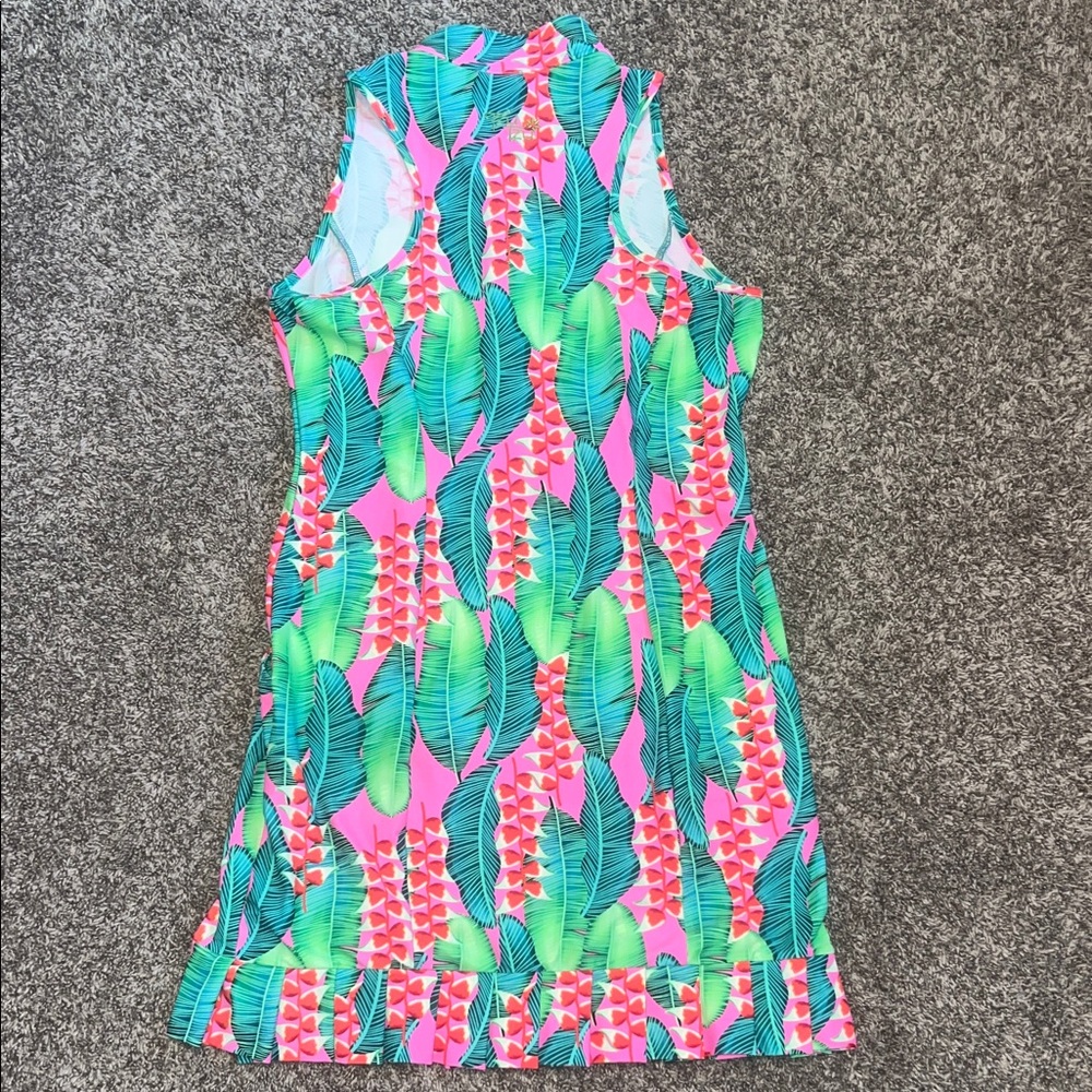 Tzu Tzu Pink and Green Tropical Dress - Picture 3 of 4